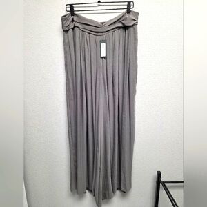 NWT Richard Chai Love Gray Wide Leg Flowy Pants Pockets Size 12